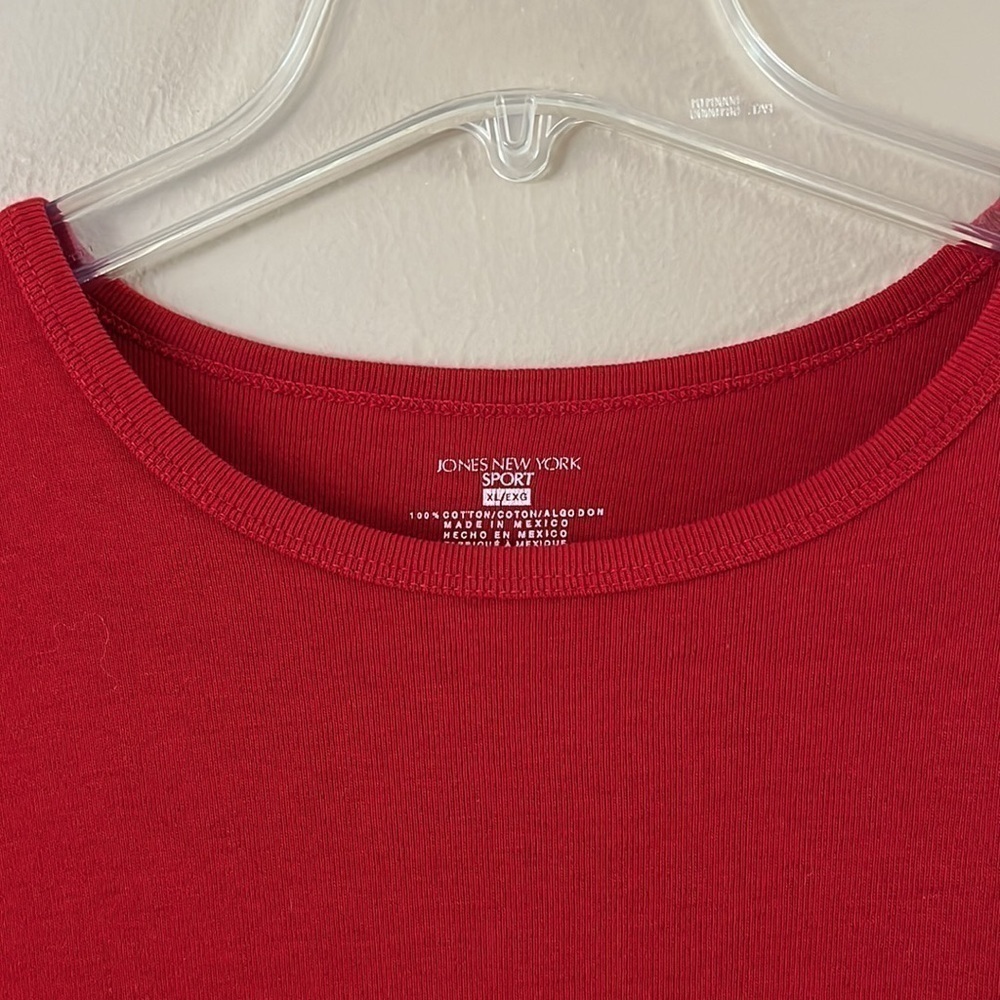 Jones New York sport crewneck T-shirt size XL short sleeves lightly ribbed - Picture 2 of 12